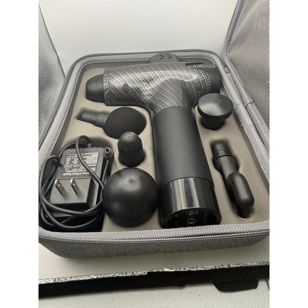 Lairlux EM03 Deep Tissue Massage Gun CarbonFiber20 Speeds 6 Heads Case Men Women